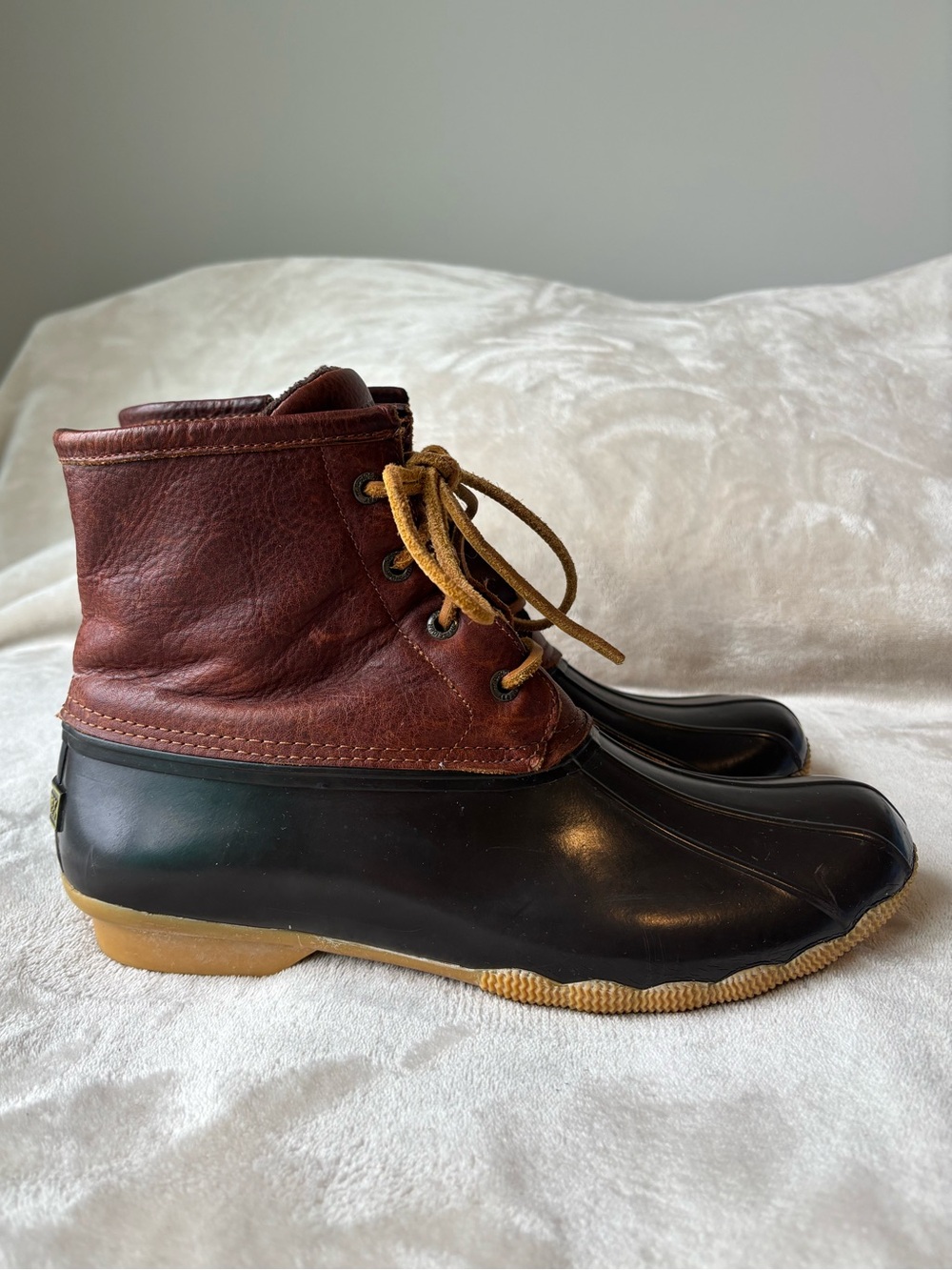 Sperry Top-Sider Women’s 11 Leather Duck Boots Brown Black Waterproof Lace Up